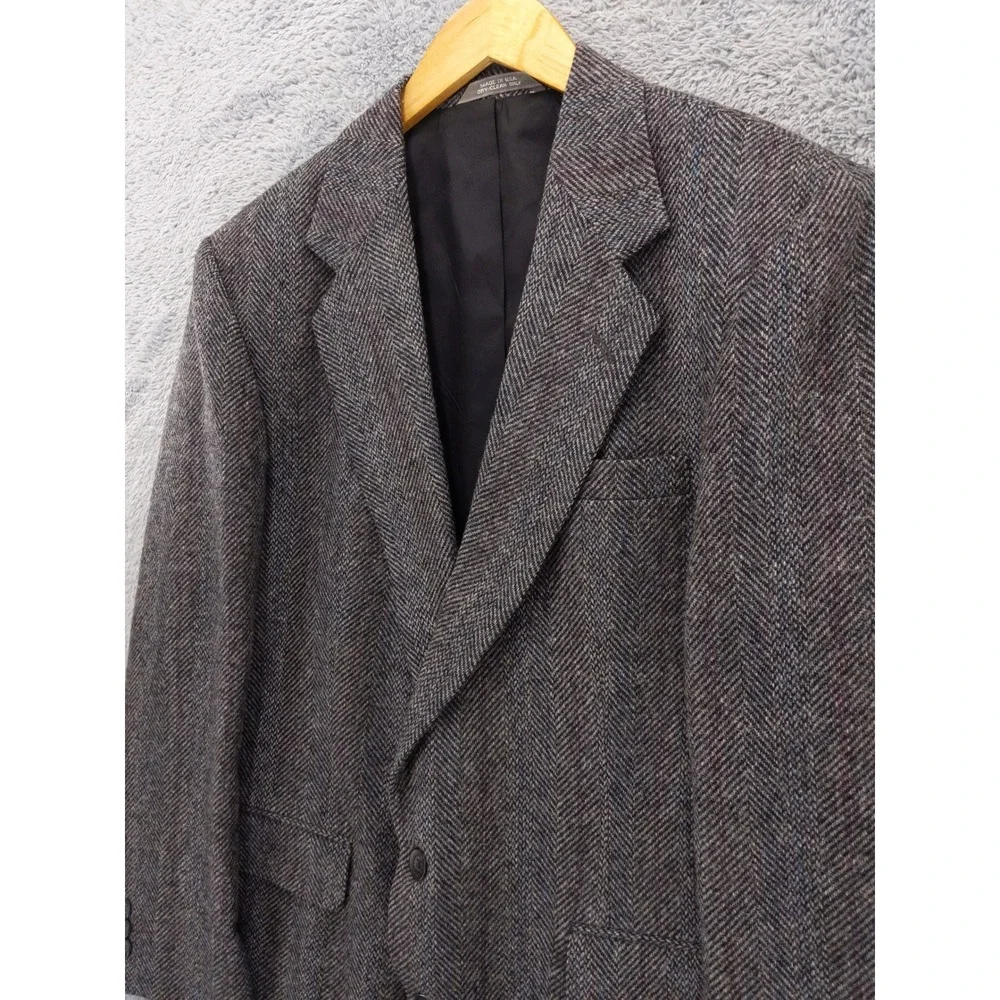 vtg Imperial by Haggar Mens Blazer 42 Wool Tweed‎ Herringbone Classic Sport Coat